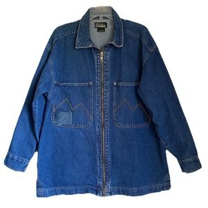 Vintage First Down Denim Chore Jacket Men Large Blue Oversized Hip Hop